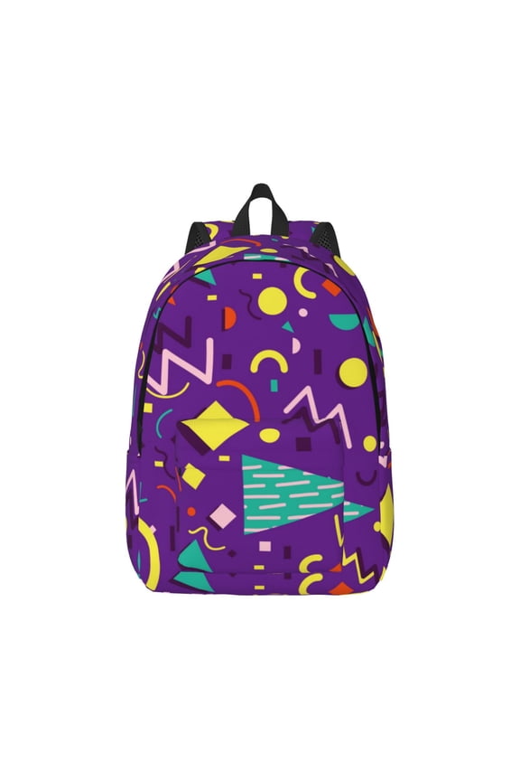 Retro 80s Style Pattern Canvas College Laptop Backpack,Travel Daypack,Durable Rucksack Travel Notebook Bag School Backpack Book Bag for Men Women-Medium