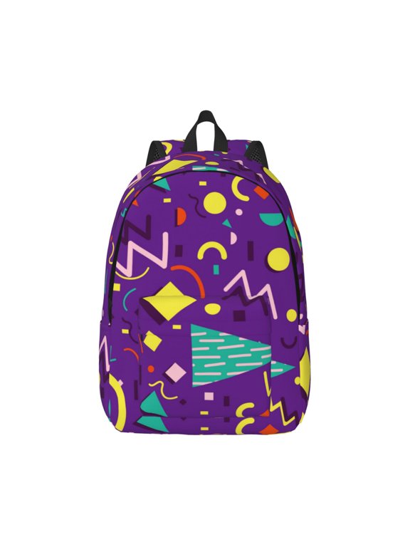 Retro 80s Style Pattern Canvas College Laptop Backpack,Travel Daypack,Durable Rucksack Travel Notebook Bag School Backpack Book Bag for Men Women-Small