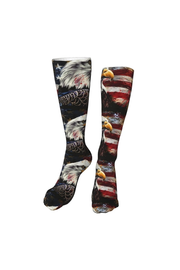 Retro American Eagle A print Women's Men's Novelty 20in Crew Socks Cotton Socks Knee High Socks for Walking,Running,Nurses,Pregnancy-One Size