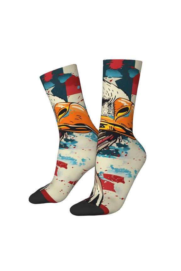 Retro American Eagle for Women Casual Calf Socks - Cute Crew Socks - Thin Soft Above Ankle Socks Size 5-11