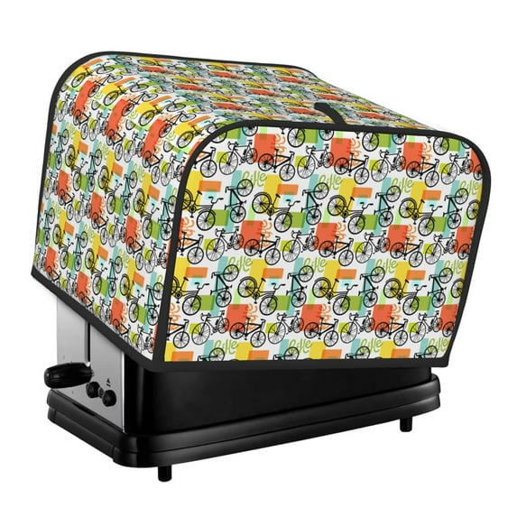 Rateoe Retro Bike Pattern Toaster Covers 4 Slice Wide Slot,Bread Machine Cover,Bread Dust Cover & Fingerprint Protection,Appliance Covers