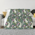 thumbnail image 1 of Rateoe Retro Bunny Floral Pattern Flannel Throw Blanket, Ultra-soft Blanket for Bed, Couch, Car, Hypoallergenic Anti-pilling blanket-50"x40"(Horizontal), 1 of 6