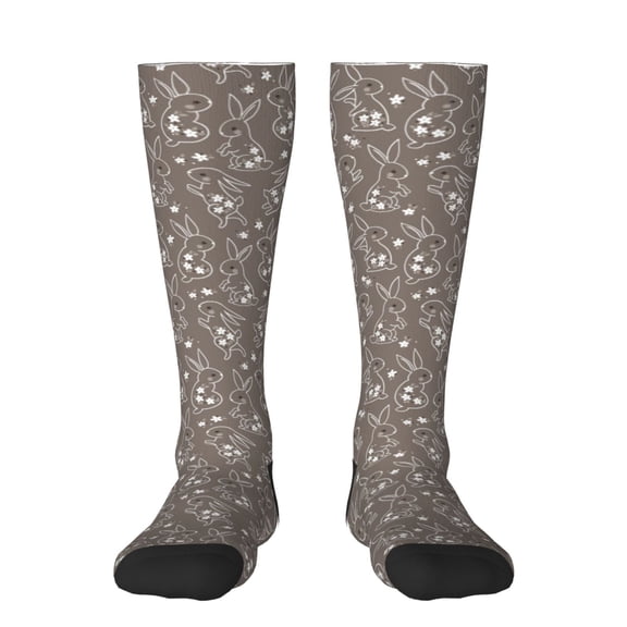 Rateoe Retro Bunny Pattern Women’s Knee High Crew Socks,Trouser Socks Comfortable, Breathable, Moisture-Wicking and Soft