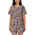 thumbnail image 1 of Rateoe Retro Cassette for 2 Piece Short Sleeves Pajama Sets Casual Lounge Sleepwear Ladies Pjs Sets with Pocket-X-Large, 1 of 6