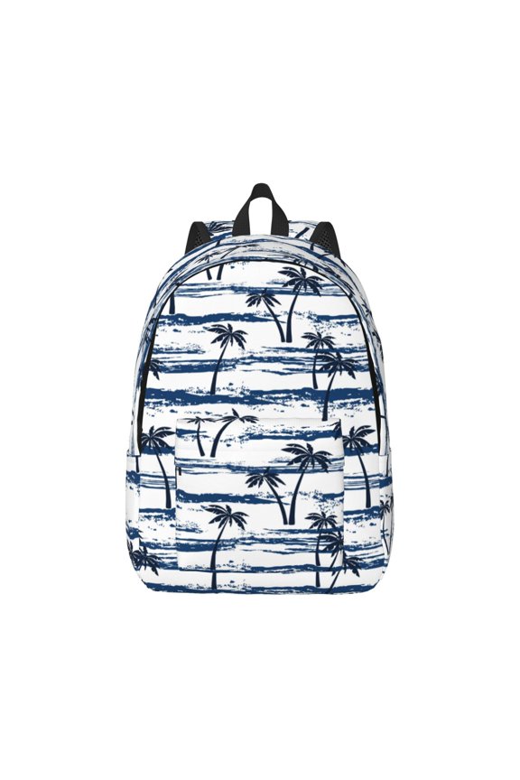 Retro Coconut Tree Pattern Canvas College Laptop Backpack,Travel Daypack,Durable Rucksack Travel Notebook Bag School Backpack Book Bag for Men Women-Small