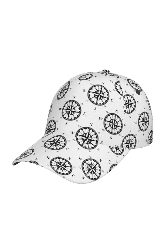 Retro Compass Pattern Baseball Cap Outdoor Cap Mountain Dad Hat - Unstructured Soft Cotton Cap-Adjustable UV Protection Cap