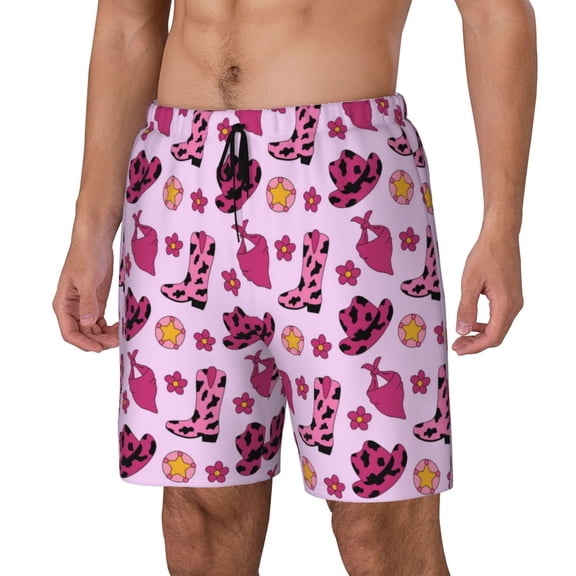 Rateoe Retro Cowgirl Pattern Men’s Swim Shorts with Compression Liner – Double-Layered Quick-Dry Swimwear, Comfortable & Stretchy Beach Shorts-3X-Large