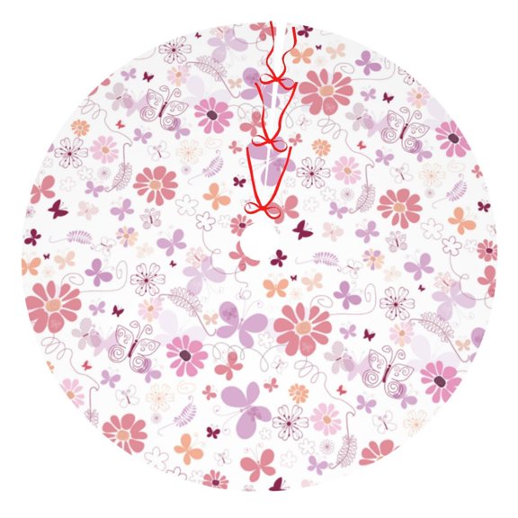 Rateoe Retro Floral Print Christmas Tree Skirt 30" for Xmas Holiday New Year Party Circle Tree Mat Ornaments Decoration