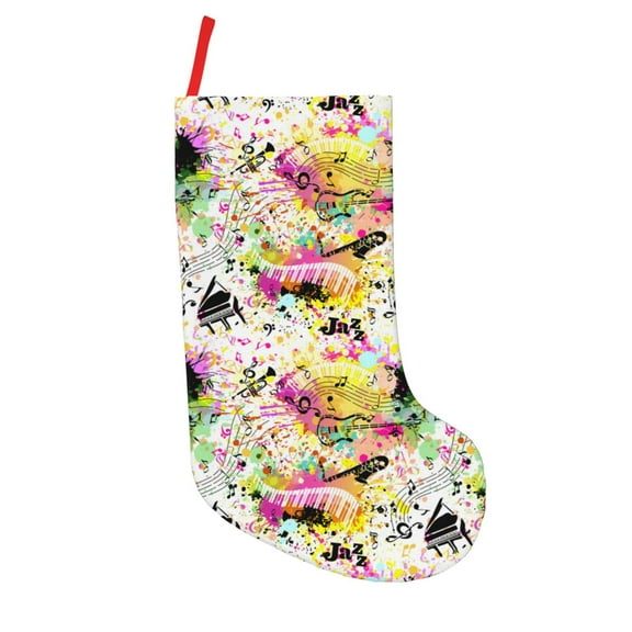 Rateoe Retro Musical Print Christmas Stockings,18 Inch Large Christmas Stockings Decoration Ornaments for Holiday Home Fireplace Indoors