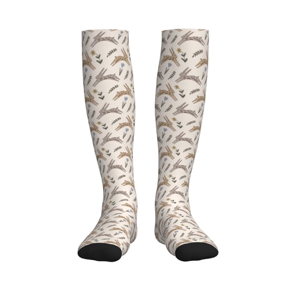Rateoe Retro Rabbit Compression Socks for Women and Men 20-30mmHg-Circulation Support Socks Knee High Nurse Pregnant Running Medical and Travel Athletic