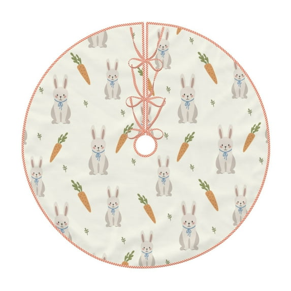 Rateoe Retro Rabbit Pattern Christmas Tree Skirt with Ties , Christmas Tree Decorations, Farmhouse Christmas Decor Xmas Holiday Decorations-30"