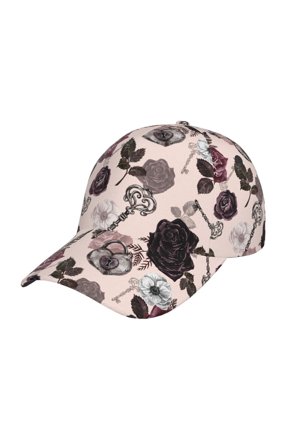 Retro Red Black Roses Pattern Mens Baseball Cap Adjustable Curved Brim Hat, Soft Cotton Sports Cap for Outdoor, Casual, and Everyday Wear, Comfortable & Breathable