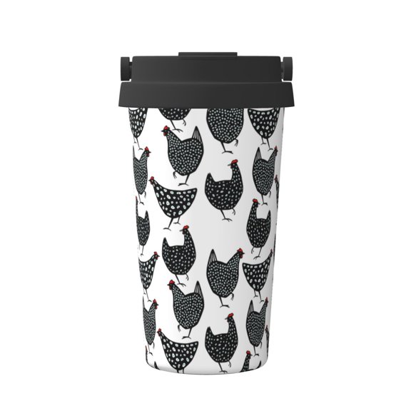 Rateoe Retro Rooster Pattern Travel Coffee Mug Tumbler with Flip Lid | Reusable Insulated Stainless Steel Cold Brew Iced Coffee Cup Thermos