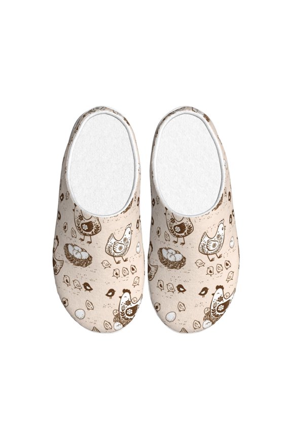 Retro Rooster Print Women's Men's Cotton Knit Slippers Lightweight Memory Foam Indoor House Shoes with Anti-Skid Sole-37/38