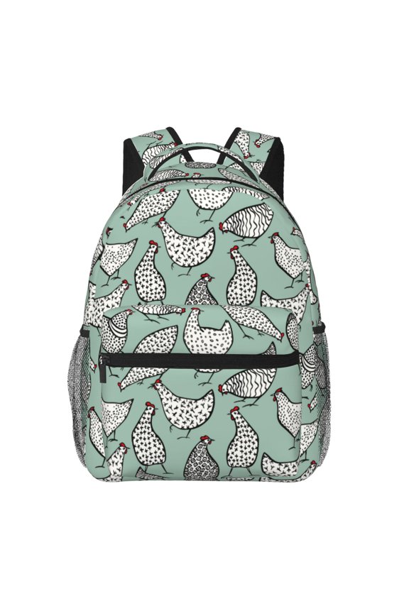 Retro Rooster4 Pattern Casual Backpack for School, Work, Travel Adjustable Straps, Multiple Compartments Ergonomic Design, Fits Laptops and Tablets