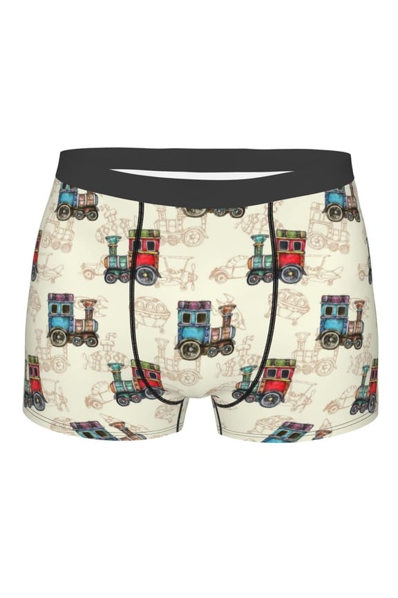 Retro Steampunk Vehicle Mens Boxer Briefs Poly Spandex Performance Boxer Briefs Underwear Hem Boxer Briefs - Medium