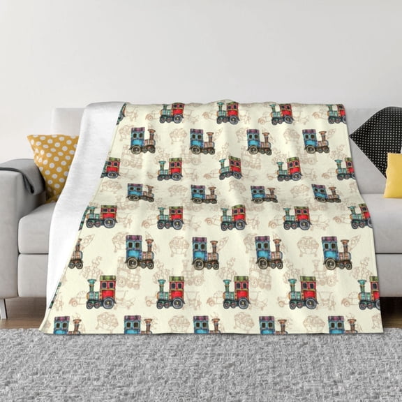 Rateoe Retro Steampunk Vehicle Pattern Flannel Throw Blanket, Ultra-soft Blanket for Bed, Couch, Car, Hypoallergenic Anti-pilling blanket-