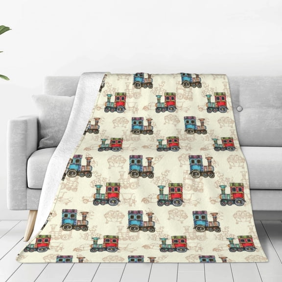 Rateoe Retro Steampunk Vehicle Print Fuzzy Fleece Throw Blanket Extra Large,Super Soft,Fluffy and Warm Blankets for Couch,Bed,All Season Use (40"x30")