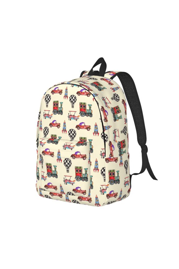 Retro Steampunk Vehicle1 Pattern Durable Canvas Backpack for Men & Women – Stylish & Lightweight – Adjustable Straps, Multiple Pockets – Fits 15-17 Inch LaptopsSmall