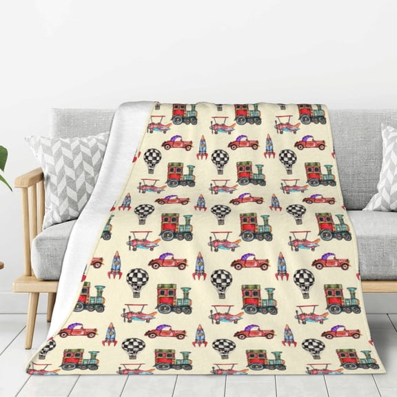 Rateoe Retro Steampunk Vehicle1 Pattern Flannel Throw Blanket, Ultra-soft Blanket for Bed, Couch, Car, Hypoallergenic Anti-pilling blanket-40"x30"(Vertical)