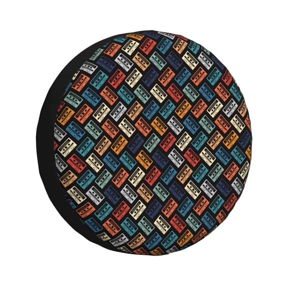 Rateoe Retro Tape Pattern Tire Cover Wheel Protectors Weatherproof Wheel Covers Universal Fit for Trailer Rv SUV Truck Camper Travel Trailers Accessories-14 inch