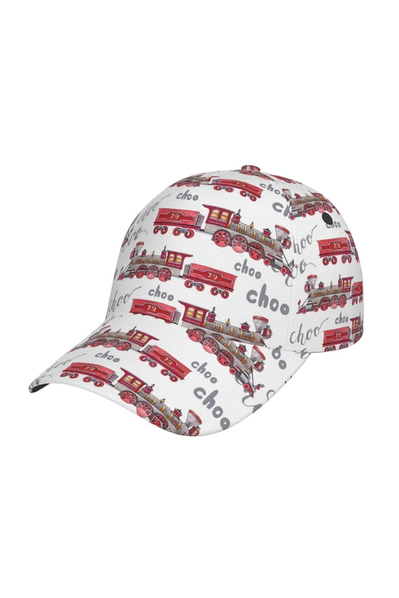 Retro Train Pattern Baseball Cap Outdoor Cap Mountain Dad Hat - Unstructured Soft Cotton Cap-Adjustable UV Protection Cap