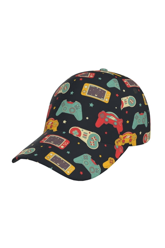 Retro Video Game Pattern Baseball Cap Outdoor Cap Mountain Dad Hat - Unstructured Soft Cotton Cap-Adjustable UV Protection Cap
