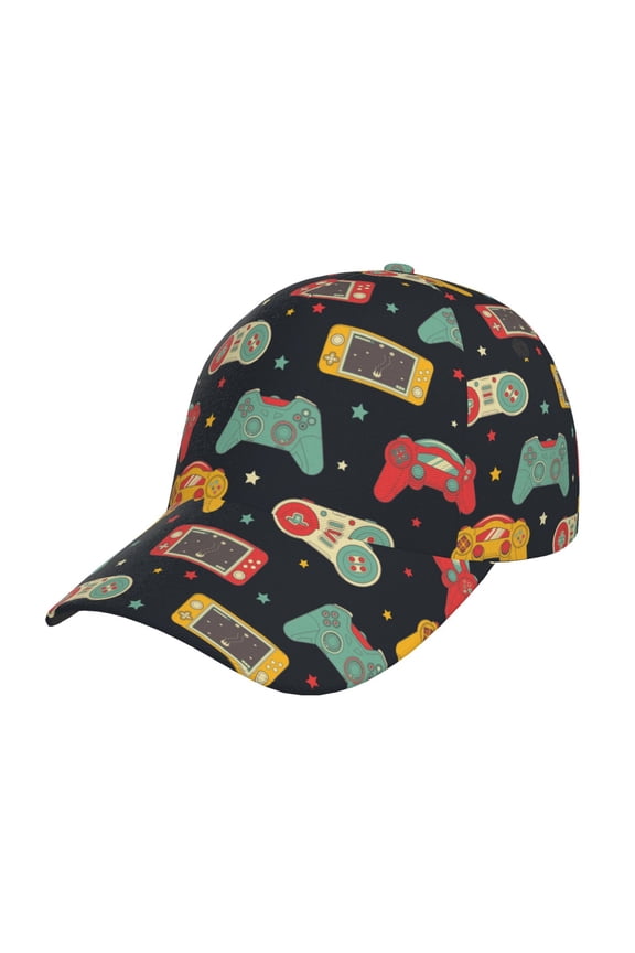 Retro Video Game Pattern Baseball Cap Outdoor Cap Mountain Dad Hat - Unstructured Soft Cotton Cap-Adjustable UV Protection Cap
