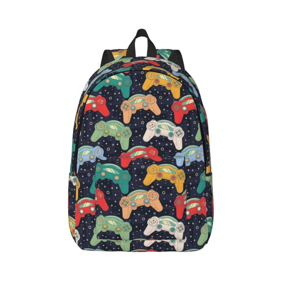 Rateoe Retro Video Game Pattern Canvas College Laptop Backpack,Travel Daypack,Durable Rucksack Travel Notebook Bag School Backpack Book Bag for Men Women-Small