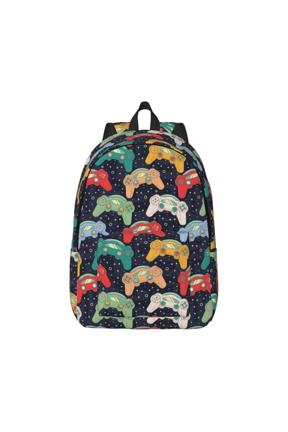 Retro Video Game Pattern Canvas College Laptop Backpack,Travel Daypack,Durable Rucksack Travel Notebook Bag School Backpack Book Bag for Men Women-Small