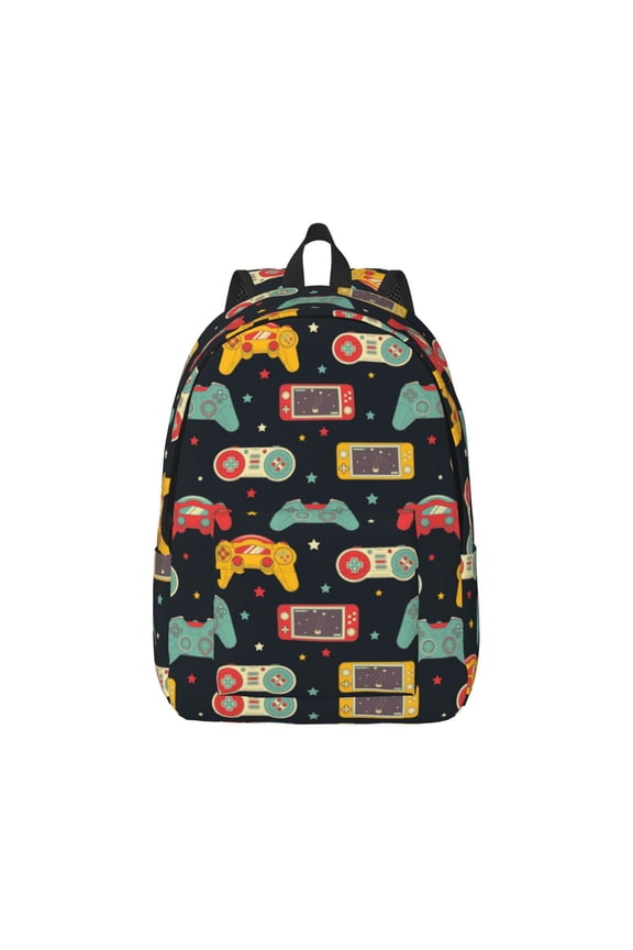 Retro Video Game Pattern Canvas College Laptop Backpack,Travel Daypack,Durable Rucksack Travel Notebook Bag School Backpack Book Bag for Men Women-Small