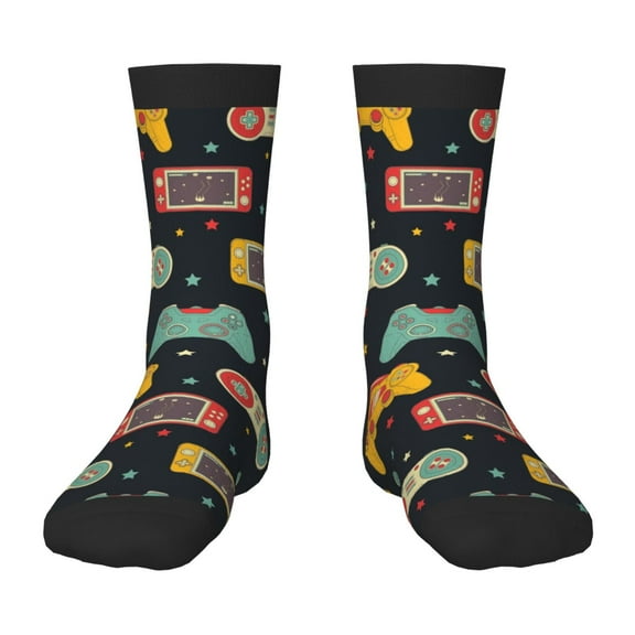 Rateoe Retro Video Game Pattern Children's Socks, Socks Gifts ,kids Crew Soft Cotton Socks , Moisture-Wicking, Durable, Ideal for Daily Wear & Sports