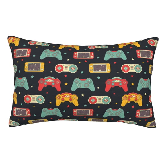 Rateoe Retro Video Game Pattern Decorative Pillow Case,Throw Pillow Covers,Plush Pillow Cover,Soft Pillow Case,Velvet Pillow Case-14"x20"
