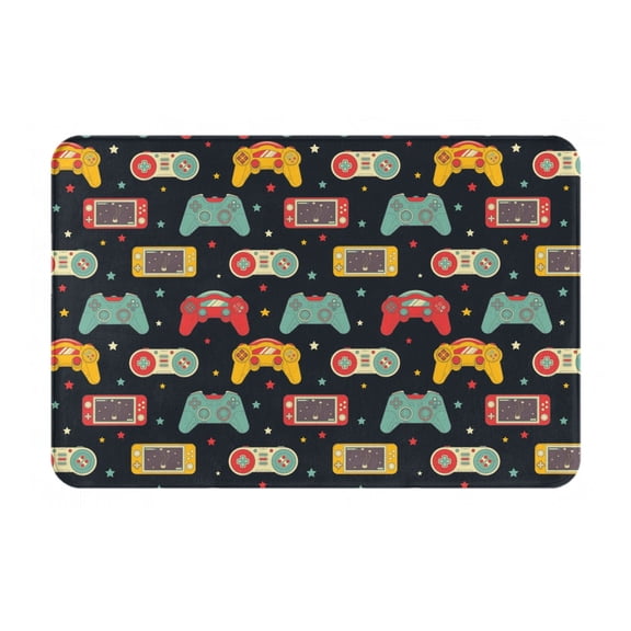 Rateoe Retro Video Game Pattern Flannel Door Mat Indoor Outdoor Entrance, Waterproof All-Weather Doormat,Fade Resistant, Low Profile Entryway Mat 16x24in