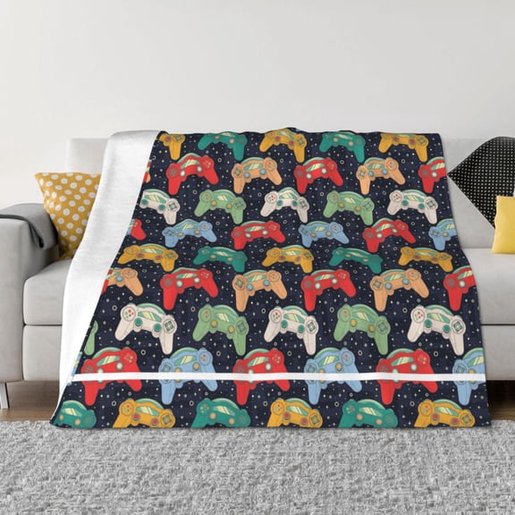 Rateoe Retro Video Game Pattern Flannel Throw Blanket, Ultra-soft Blanket for Bed, Couch, Car, Hypoallergenic Anti-pilling blanket-80"x60"(Horizontal)