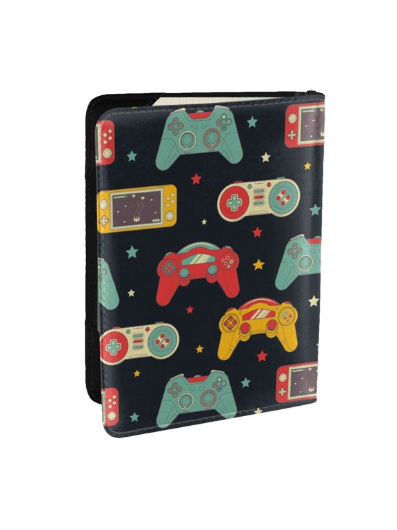 Retro Video Game Pattern Passport Holder Wallet Leather Mulit-purpose Travel Wallet Credit Cards Case ,Passport Cover for Women Men-6.5 in
