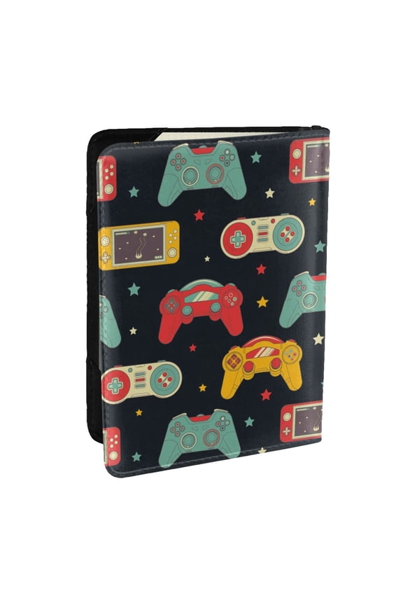 Retro Video Game Pattern Passport Holder Wallet Leather Mulit-purpose Travel Wallet Credit Cards Case ,Passport Cover for Women Men-6.5 in
