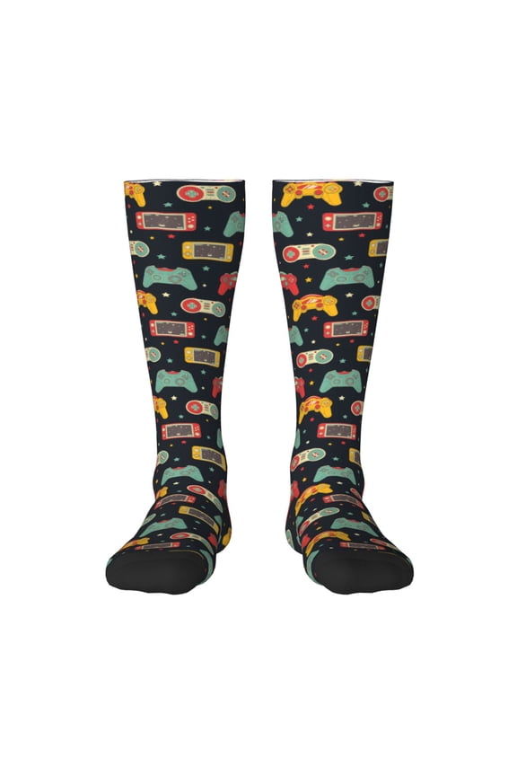 Retro Video Game Pattern Women’s Knee High Crew Socks,Trouser Socks Comfortable, Breathable, Moisture-Wicking and Soft