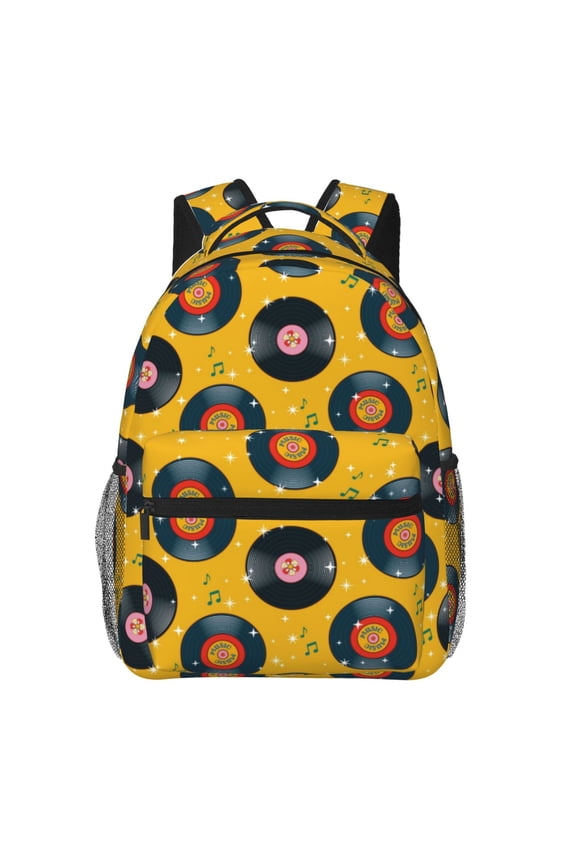 Retro Vinyl Records Pattern Casual Backpack for School, Work, Travel  Adjustable Straps, Multiple Compartments  Ergonomic Design, Fits Laptops and Tablets