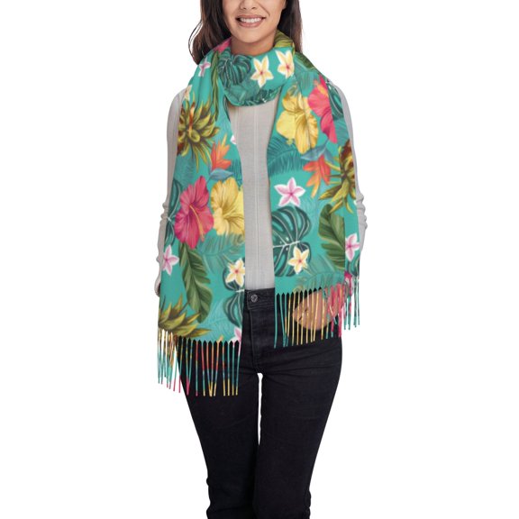 Rateoe Pineapple Women's Traditional Scarf Wrap Tassel Shawl Fringes Neck Head Shawl Retro Scarf