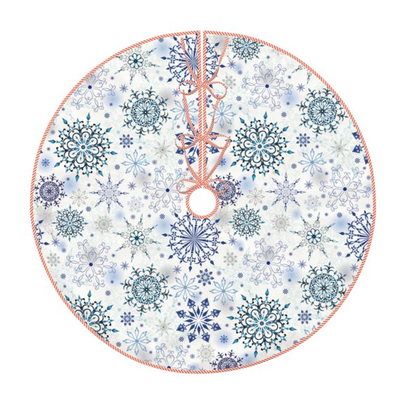 Rateoe Retro ice blue snowflakes Pattern Christmas Tree Skirt with Ties, Christmas Tree Decorations, Farmhouse Christmas Decor Xmas Holiday Decorations-30"