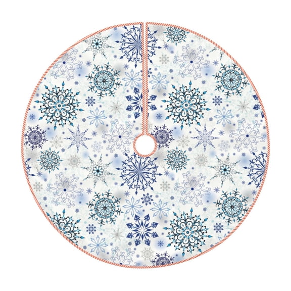 Rateoe Retro ice blue snowflakes Pattern Christmas Tree Skirt with Ties, Christmas Tree Decorations, Farmhouse Christmas Decor Xmas Holiday Decorations-