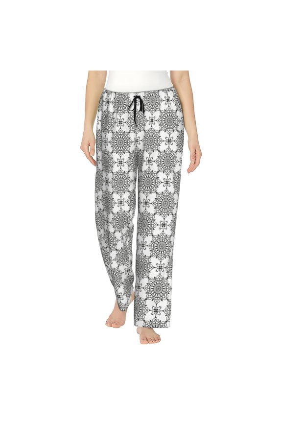 Retro sketch flower lines Pattern Women’s Ultra-Soft Comfy Pajama Lounge Pants Sleepwear,Comfortable Lounge Wear,lightweight Pajamas, Casual Home Wear-