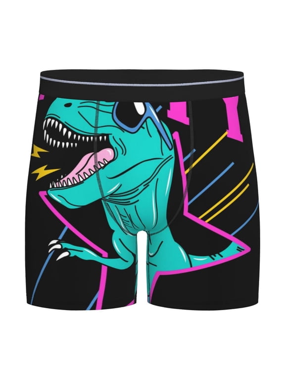 Rex Dinosaur With Sunglasses Print Mens Underwear Boxer Briefs Soft Comfortable Underwear Boxer Briefs, Long Leg Briefs,Anti-chafing Boxer Briefs