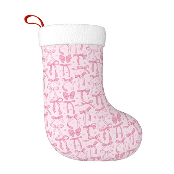 Rateoe Ribbon Bow Print Christmas Stockings,18 Inch Large Christmas Stockings Decoration Ornaments for Holiday Home Fireplace Indoors