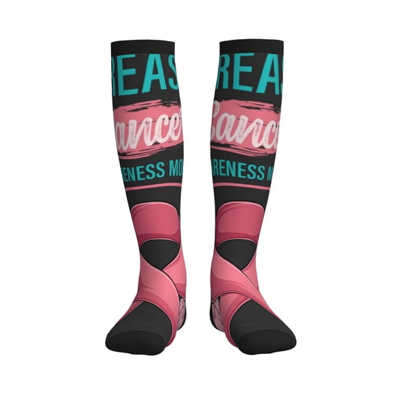 Rateoe Ribbon With Angel Wings Compression Socks for Women and Men 20-30mmHg-Circulation Support Socks Knee High Nurse Pregnant Running Medical and Travel Athletic