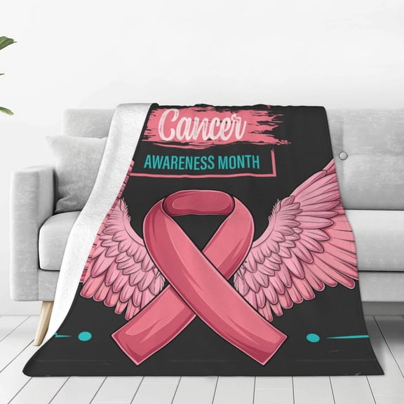 Rateoe Ribbon With Angel Wings Print Fuzzy Fleece Throw Blanket Extra Large,Super Soft,Fluffy and Warm Blankets for Couch,Bed,All Season Use (40"x30")
