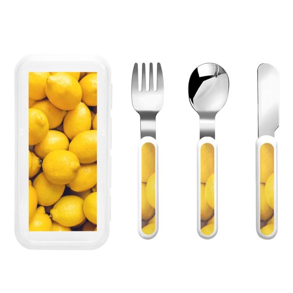Rateoe Ripe Yellow Lemon for Stainless Steel Kids Silverware Set - Child and Toddler Safe Flatware - Children's Knife, Fork And Spoon Set