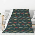 thumbnail image 1 of Rateoe River Freshwater Fish Pattern Flannel Throw Blanket, Ultra-soft Blanket for Bed, Couch, Car, Hypoallergenic Anti-pilling blanket-50"x40"(Vertical), 1 of 6