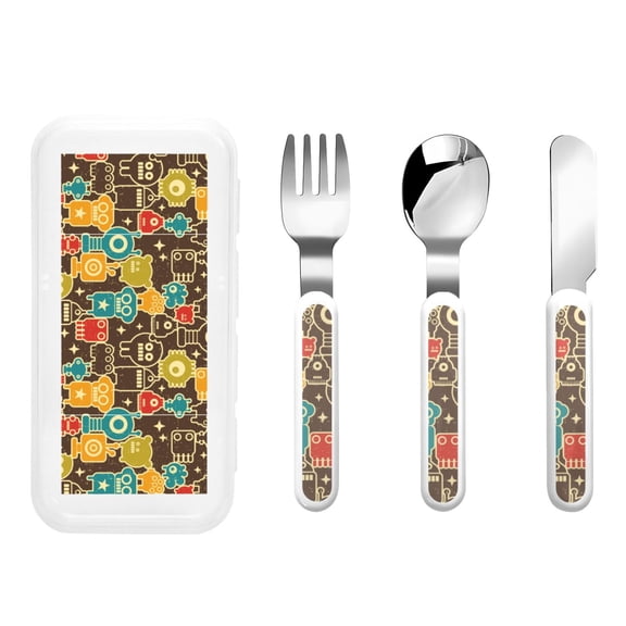 Rateoe Robot and Monsters for Stainless Steel Kids Silverware Set - Child and Toddler Safe Flatware - Children's Knife, Fork And Spoon Set